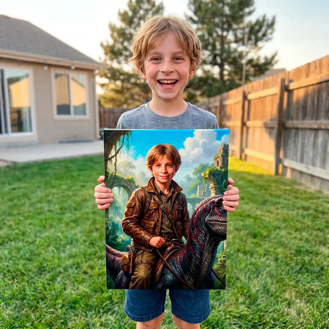 Dino Rider (Boy) - Personalized Portrait