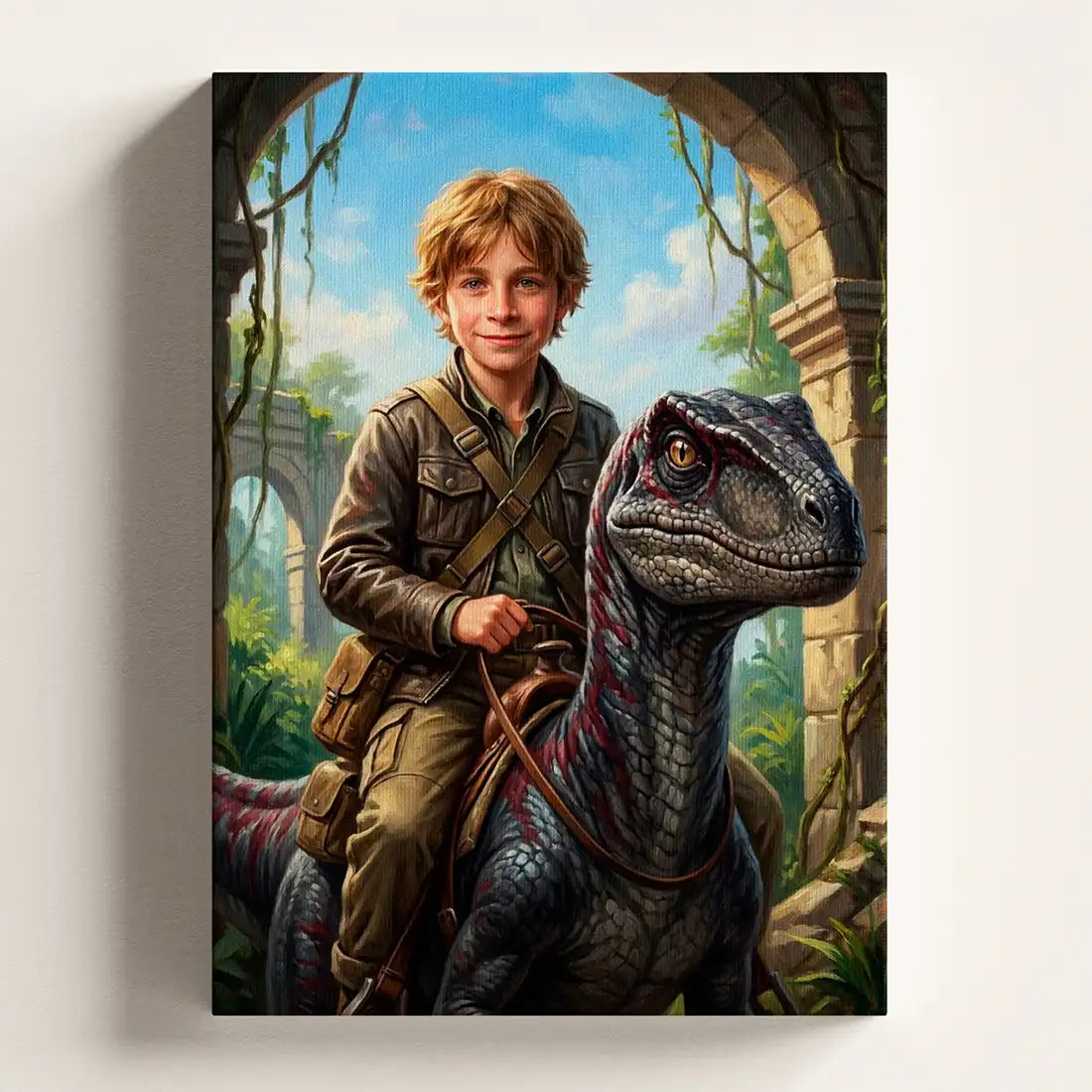 Dino Rider (Boy) - Personalized Portrait