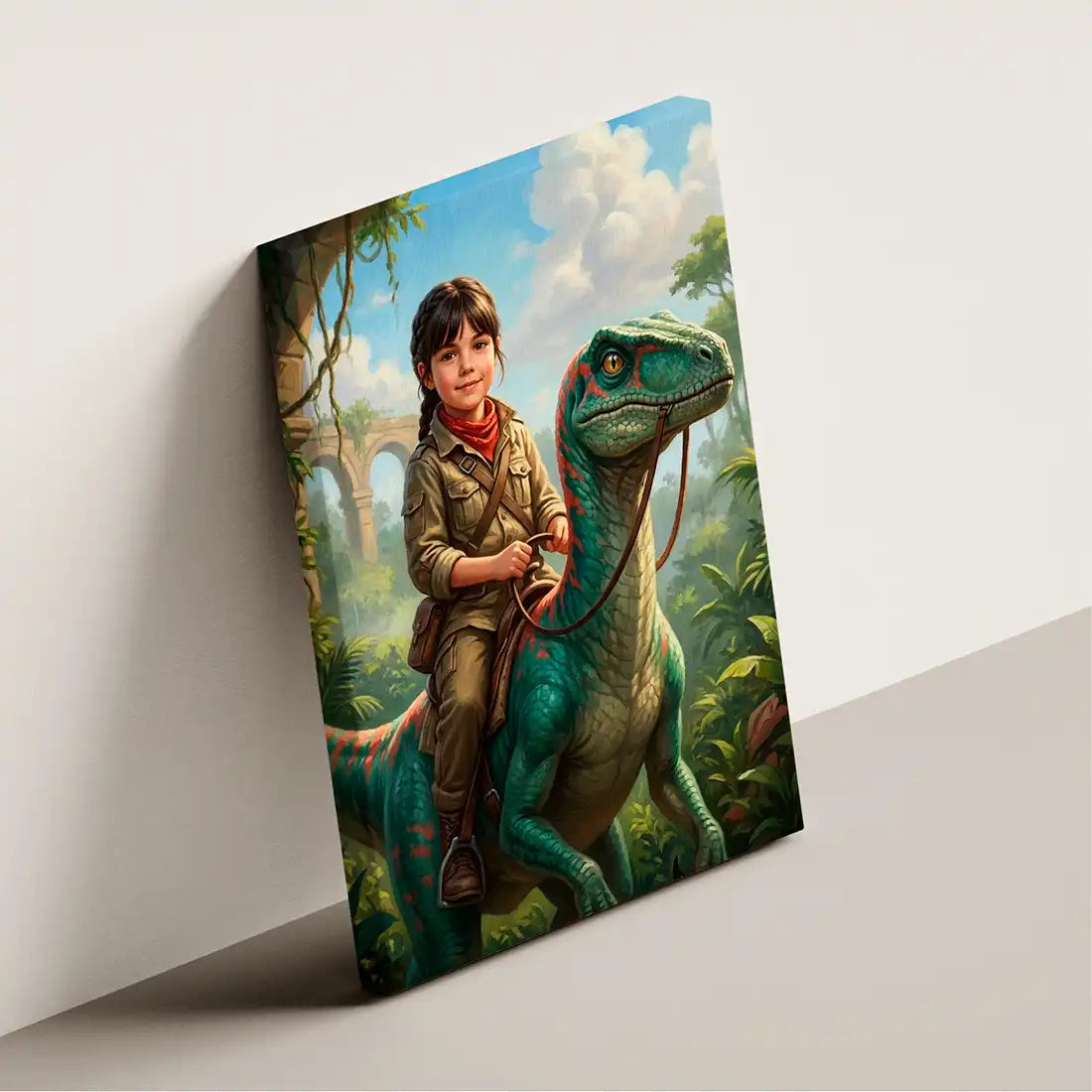 Dino Rider (Girl) - Personalized Portrait